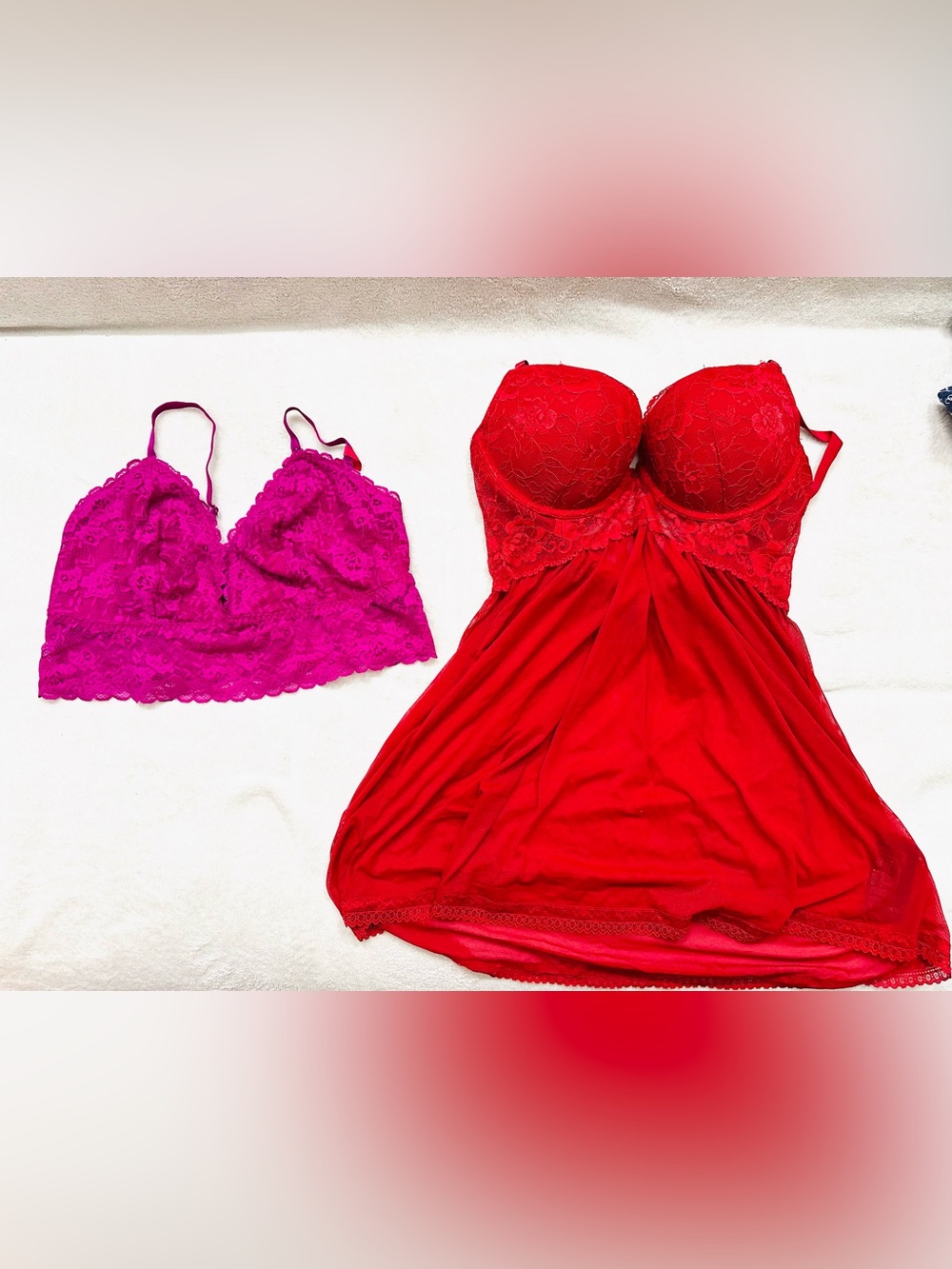 Women Lot Maidenform Bralette Size XL & H&M Red Lace Garment US 10 Push Up